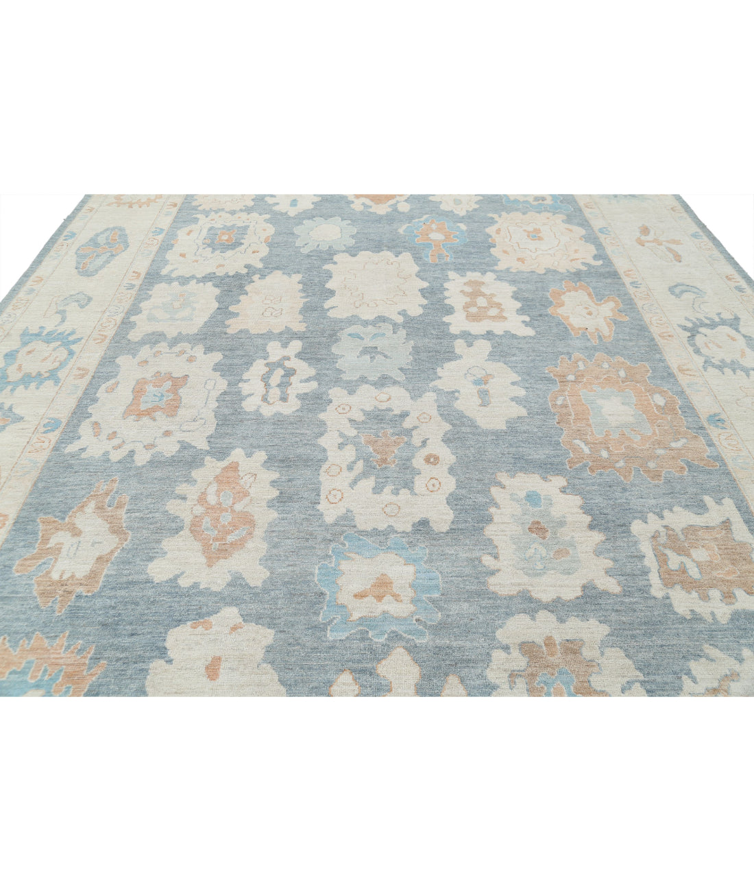 Hand Knotted Oushak Wool Rug - 10'3'' x 13'10'' 10'3'' x 13'10'' (308 X 415) / Grey / Ivory