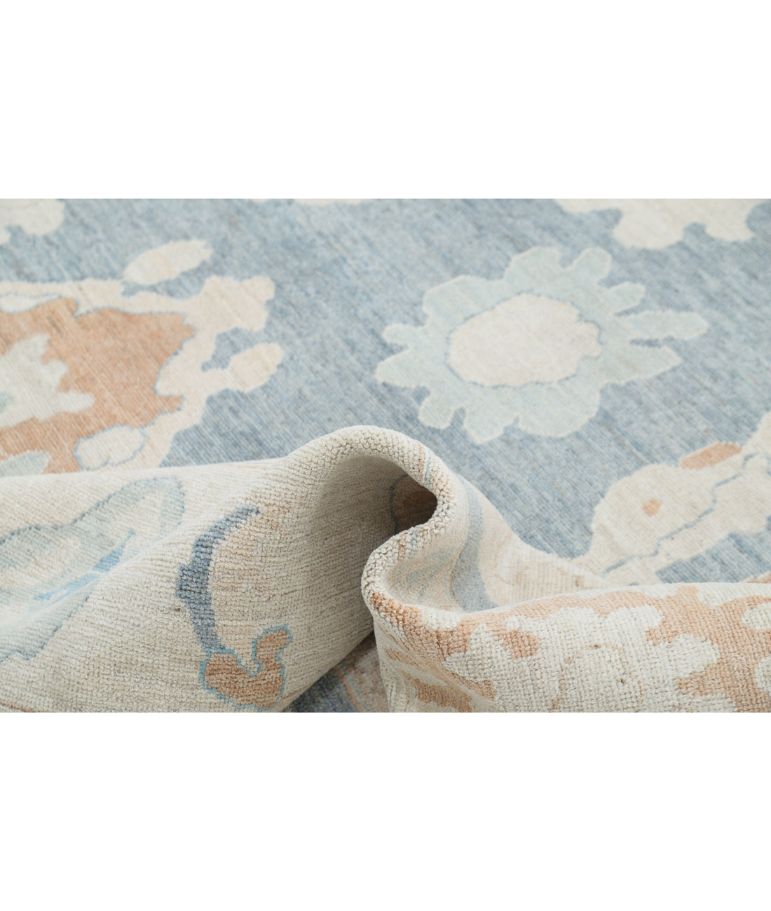 Hand Knotted Oushak Wool Rug - 10'3'' x 13'10'' 10'3'' x 13'10'' (308 X 415) / Grey / Ivory