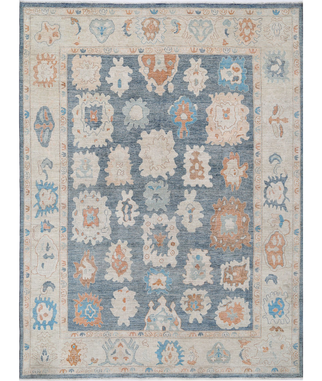 Hand Knotted Oushak Wool Rug - 10'3'' x 13'10''