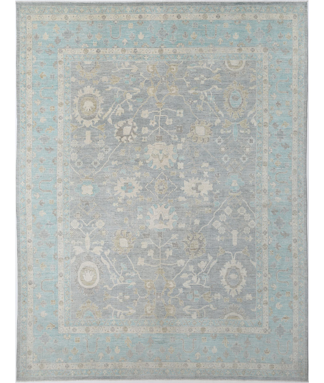 Hand Knotted Oushak Wool Rug - 12&#39;0&#39;&#39; x 15&#39;8&#39;&#39; 12&#39;0&#39;&#39; x 15&#39;8&#39;&#39; (360 X 470) / Grey / Green