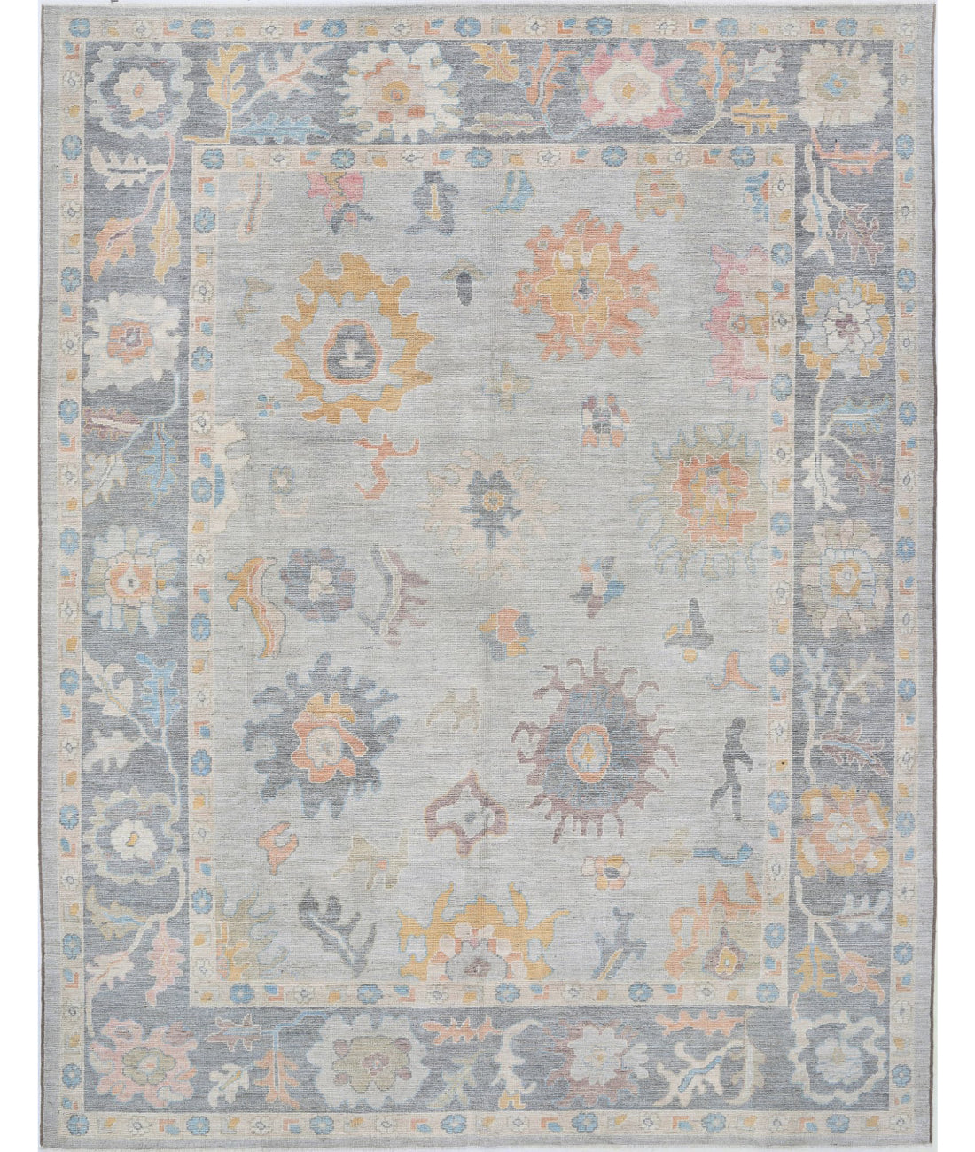Hand Knotted Oushak Wool Rug - 9&#39;0&#39;&#39; x 12&#39;1&#39;&#39; 9&#39;0&#39;&#39; x 12&#39;1&#39;&#39; (270 X 363) / Blue / Grey