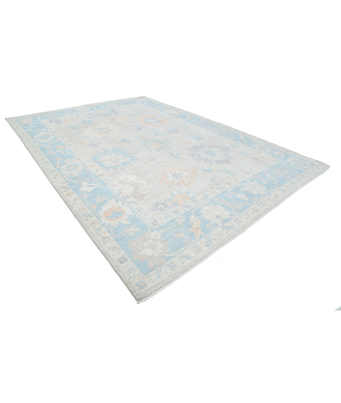 Hand Knotted Oushak Wool Rug - 10'3'' x 14'2'' 10'3'' x 14'2'' (308 X 425) / Grey / Blue