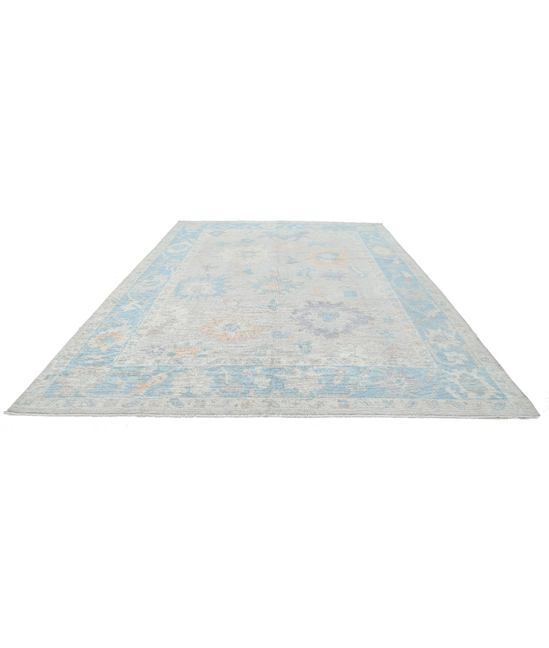 Hand Knotted Oushak Wool Rug - 10'3'' x 14'2'' 10'3'' x 14'2'' (308 X 425) / Grey / Blue