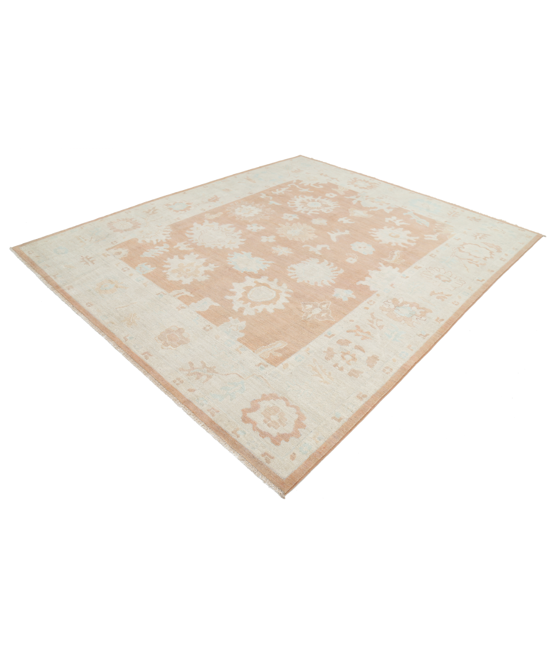 Hand Knotted Oushak Wool Rug 8' 3" X 9' 11" 8' 3" X 9' 11" (251 X 302) / Brown / Ivory