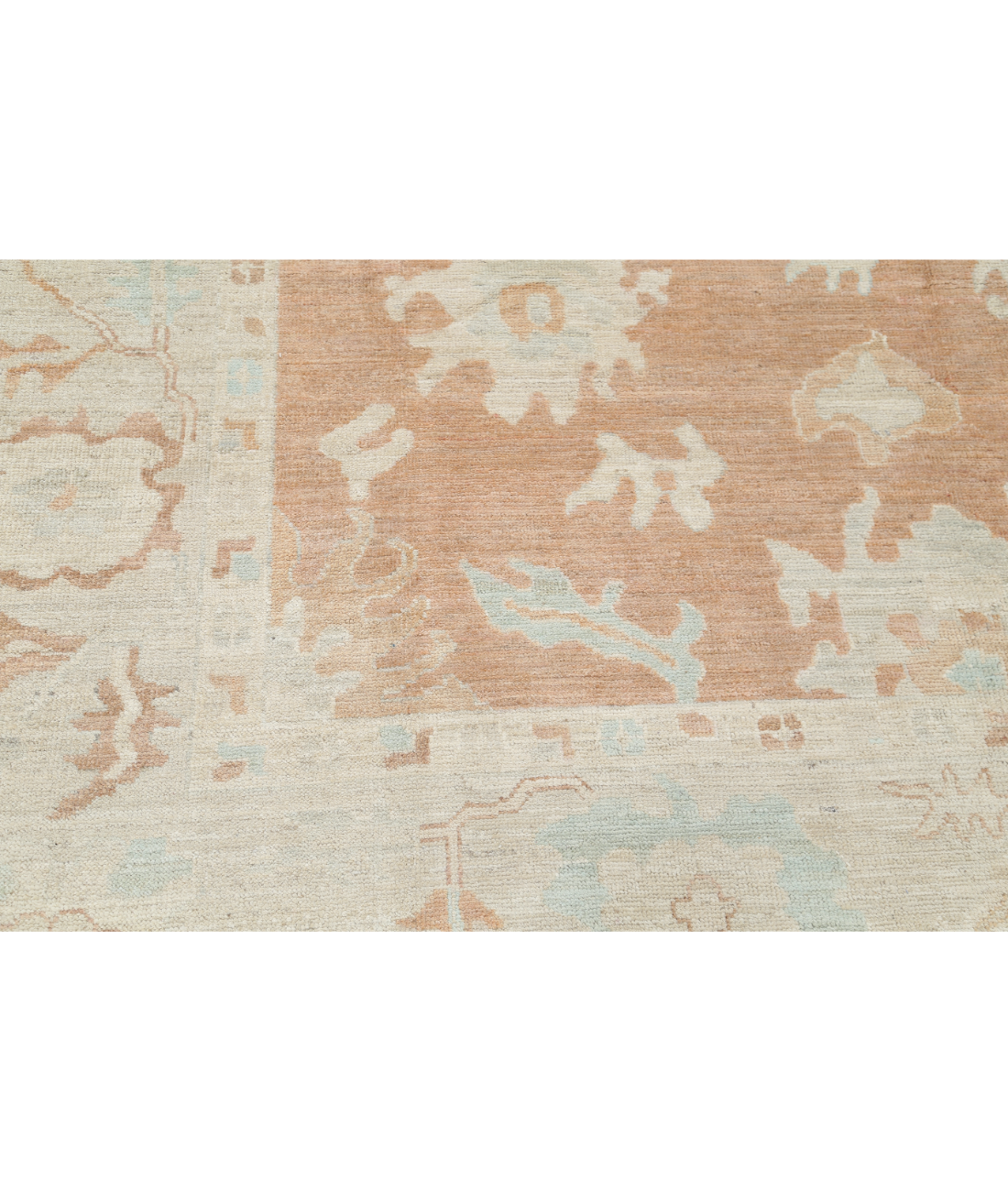 Hand Knotted Oushak Wool Rug 8' 3" X 9' 11" 8' 3" X 9' 11" (251 X 302) / Brown / Ivory