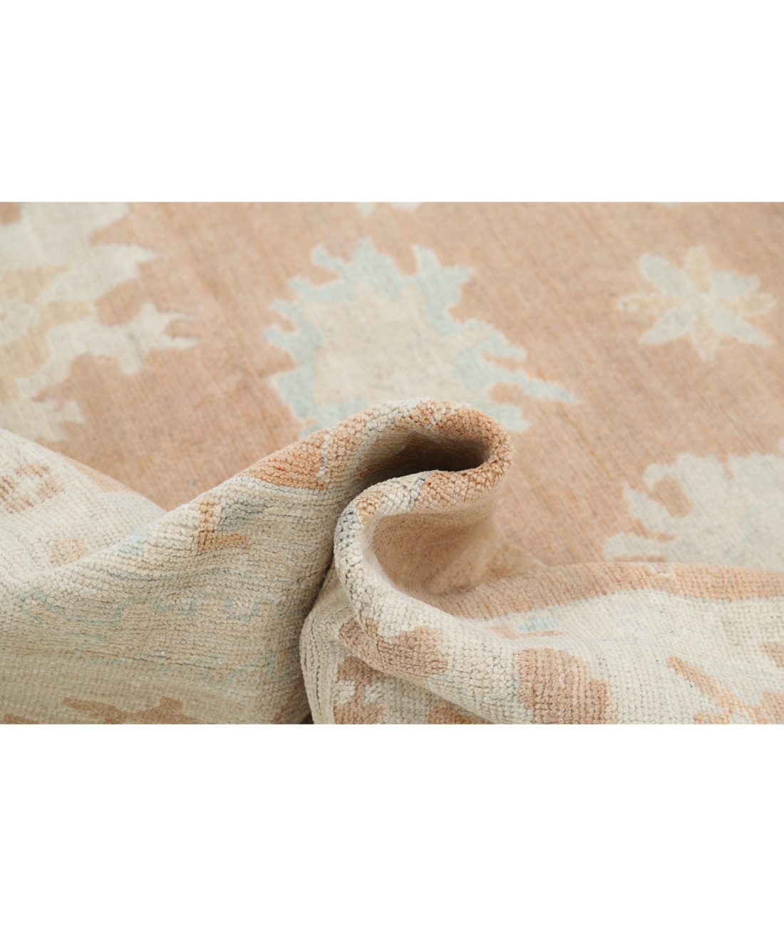 Hand Knotted Oushak Wool Rug 8' 3" X 9' 11" 8' 3" X 9' 11" (251 X 302) / Brown / Ivory