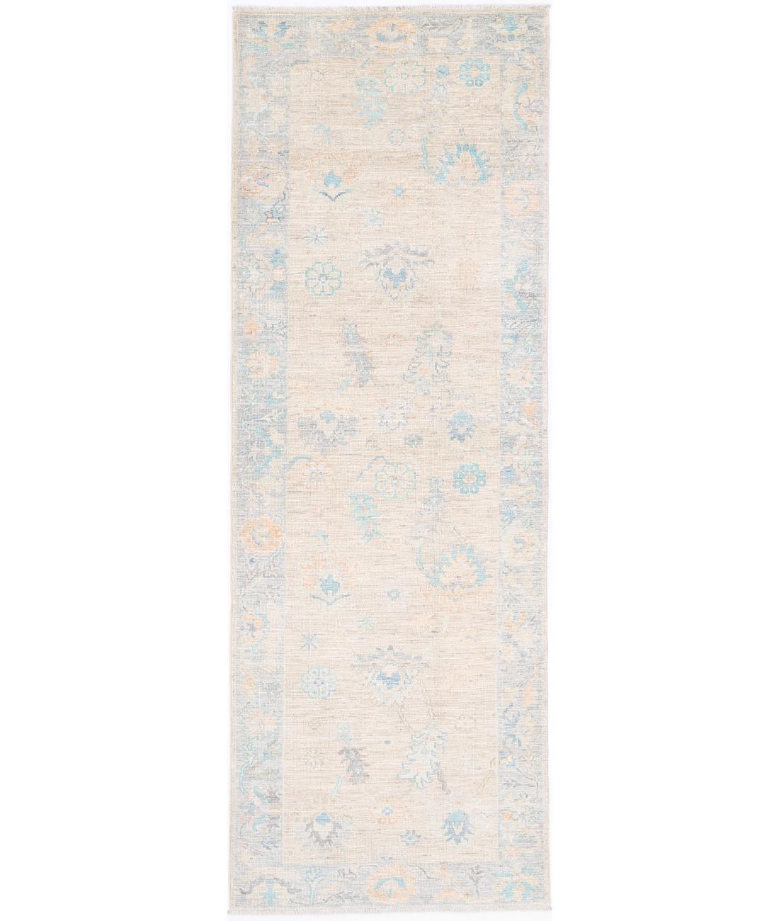 Hand Knotted Oushak Wool Rug - 3'0'' x 9'7''