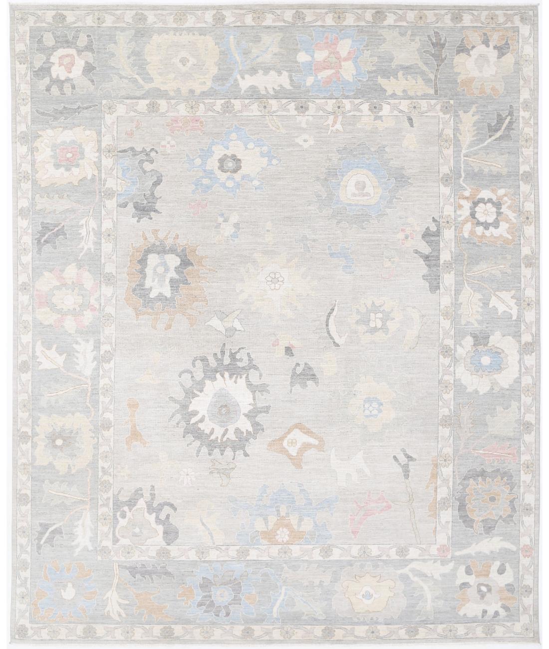 Hand Knotted Oushak Wool Rug - 12&#39;0&#39;&#39; x 14&#39;8&#39;&#39; 12&#39; 0&quot; X 14&#39; 8&quot; (366 X 447) / Grey / Ivory