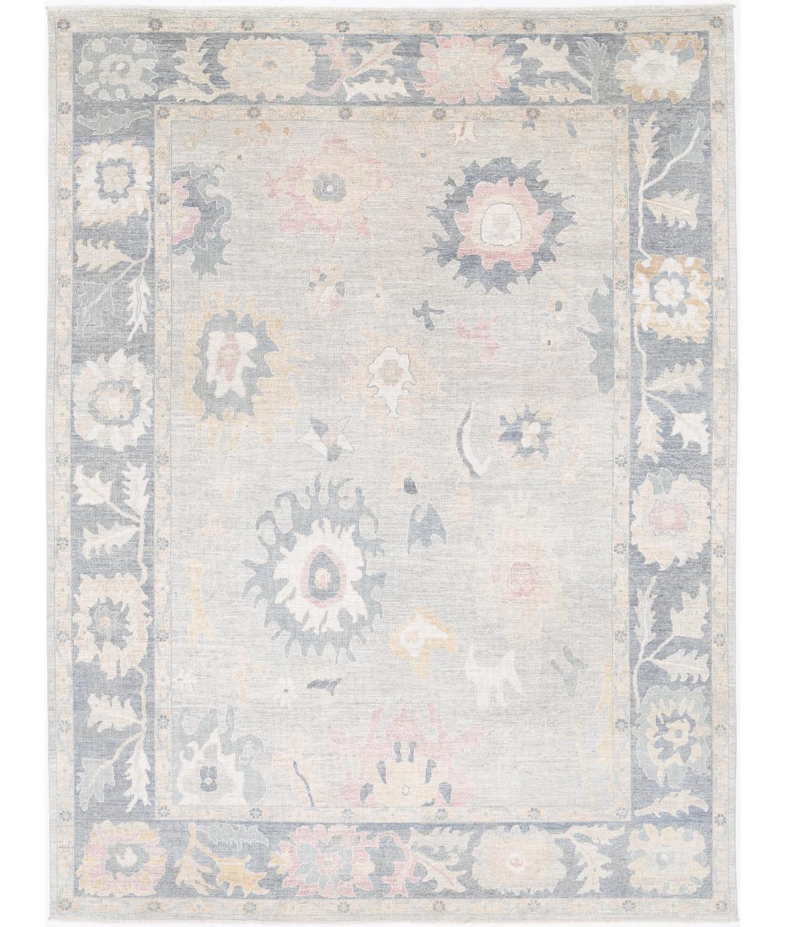 Hand Knotted Oushak Wool Rug - 10&#39;0&#39;&#39; x 13&#39;7&#39;&#39; 10&#39; 0&quot; X 13&#39; 7&quot; (305 X 414) / Silver / Grey