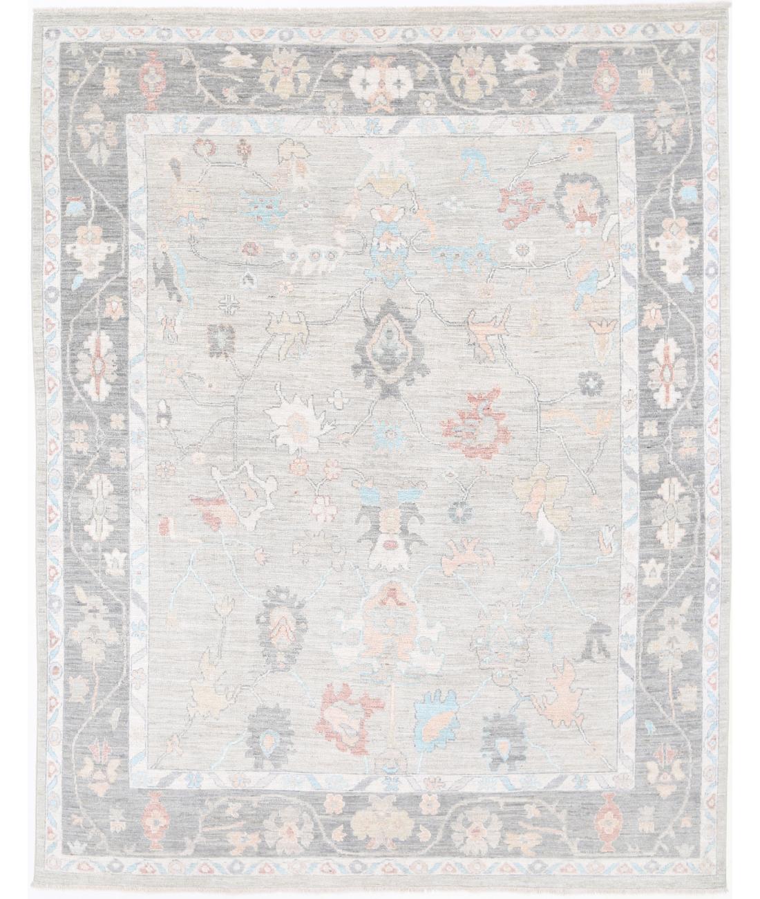 Hand Knotted Oushak Wool Rug - 7&#39;11&#39;&#39; x 10&#39;0&#39;&#39; 7&#39; 11&quot; X 10&#39; 0&quot; (241 X 305) / Silver / Grey