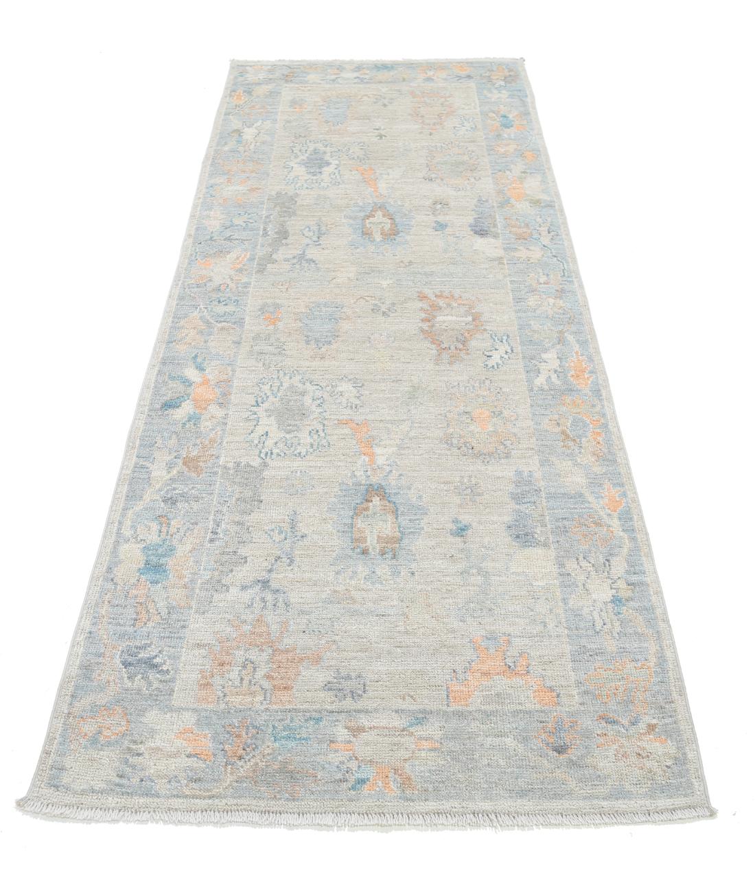 Hand Knotted Oushak Wool Rug - 3'0'' x 8'4'' 3' 0" X 8' 4" (91 X 254) / Taupe / Grey