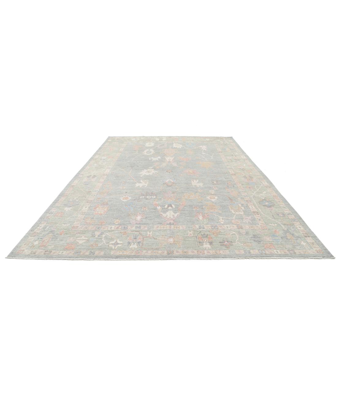 Hand Knotted Oushak Wool Rug - 10'0'' x 13'10'' 10' 0" X 13' 10" (305 X 422) / Grey / Green