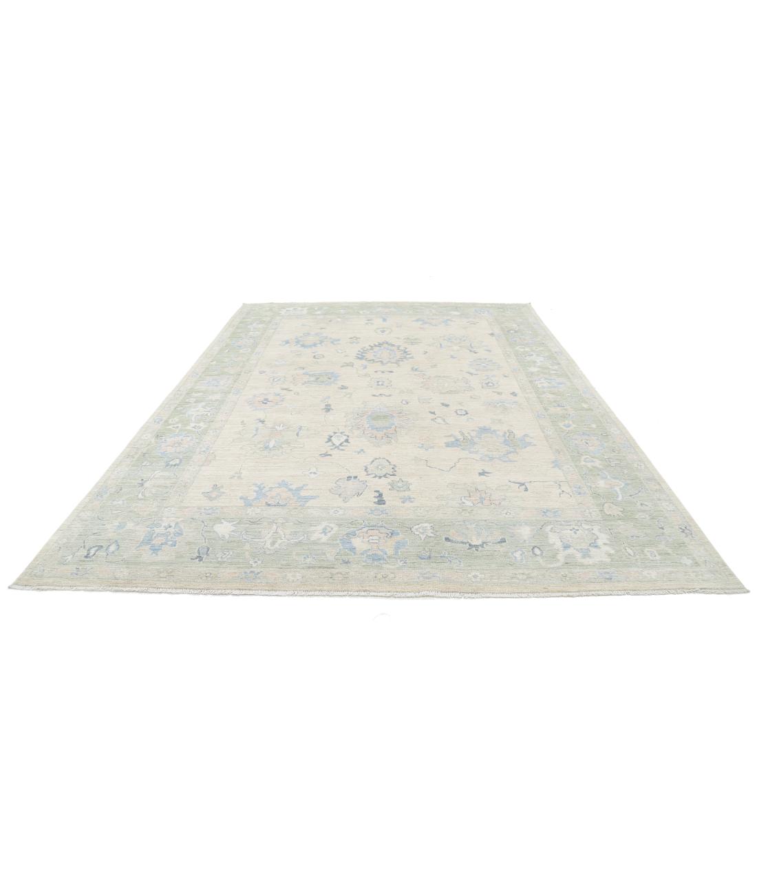 Hand Knotted Oushak Wool Rug - 9'0'' x 11'10'' 9' 0" X 11' 10" (274 X 361) / Taupe / Green