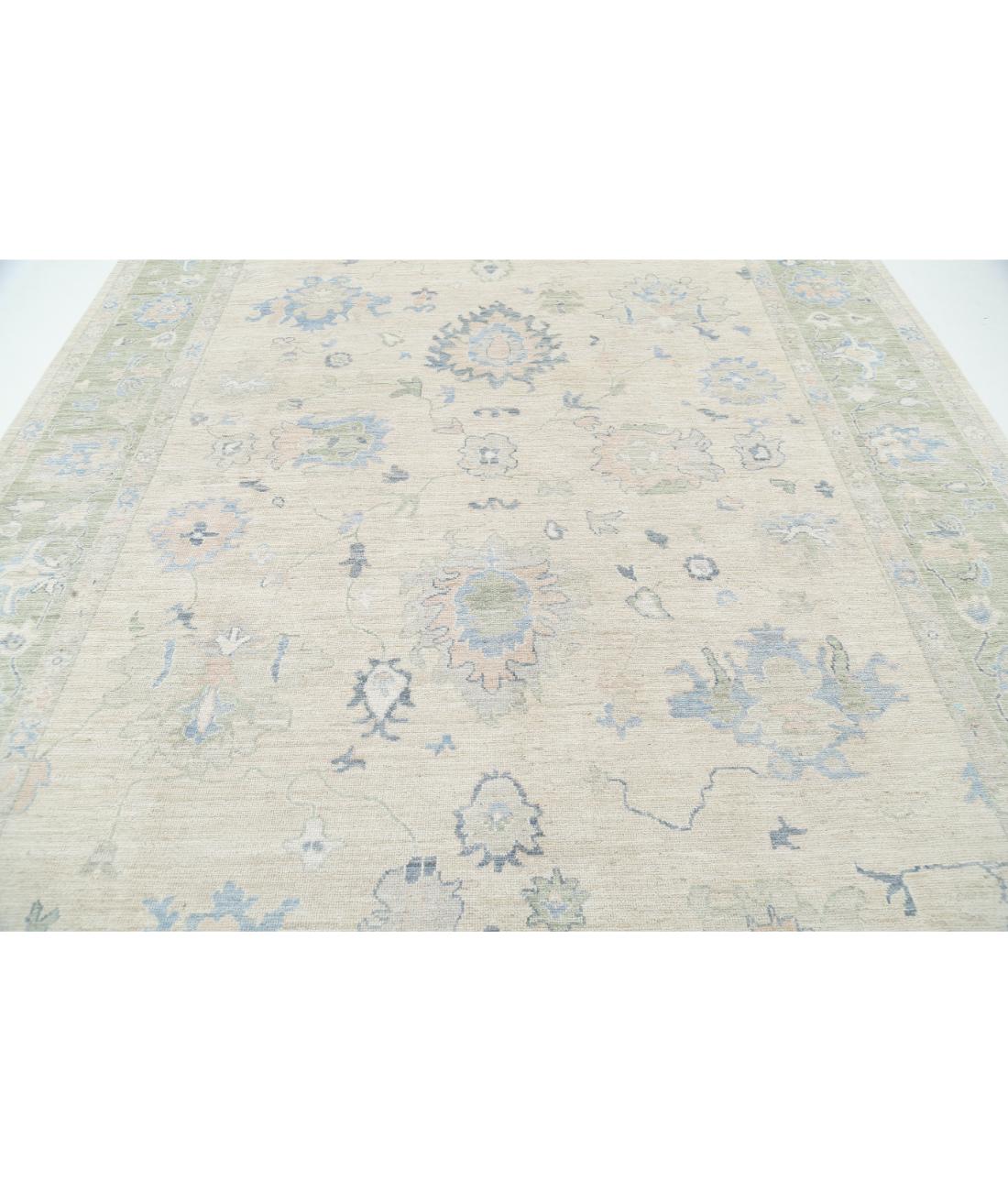 Hand Knotted Oushak Wool Rug - 9'0'' x 11'10'' 9' 0" X 11' 10" (274 X 361) / Taupe / Green