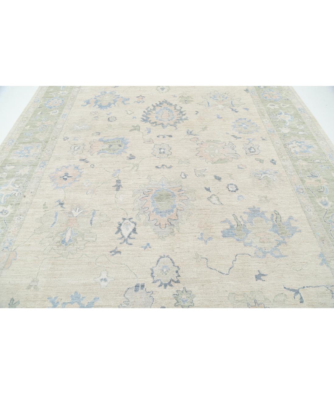 Hand Knotted Oushak Wool Rug - 9'0'' x 11'10'' 9' 0" X 11' 10" (274 X 361) / Taupe / Green