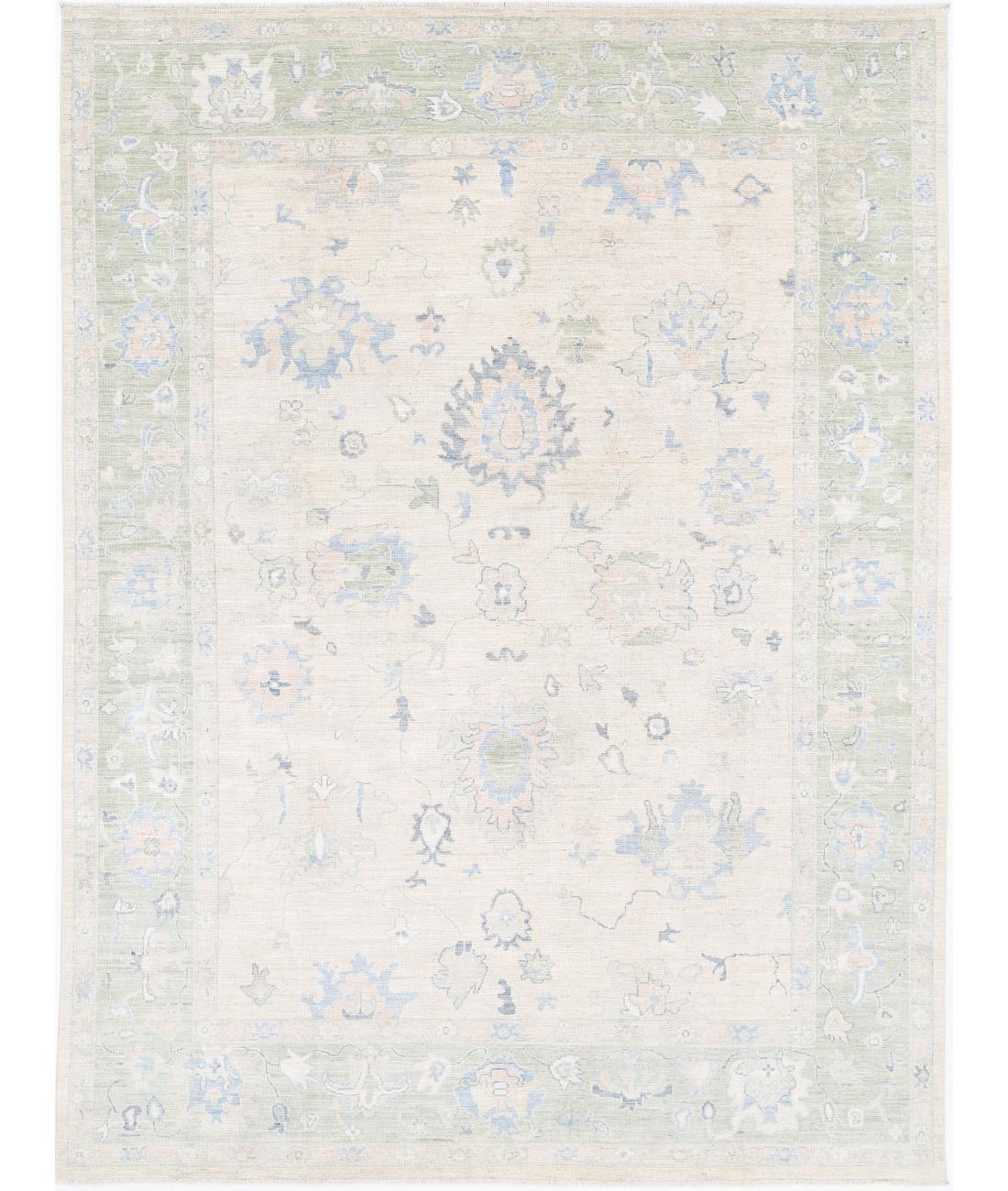 Hand Knotted Oushak Wool Rug - 9&#39;0&#39;&#39; x 11&#39;10&#39;&#39; 9&#39; 0&quot; X 11&#39; 10&quot; (274 X 361) / Taupe / Green