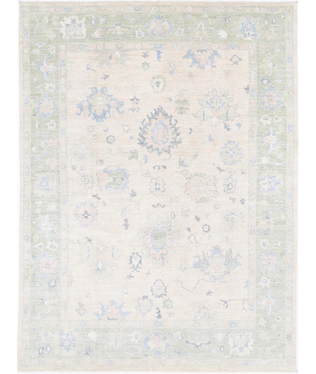 Hand Knotted Oushak Wool Rug - 9'0'' x 11'10''