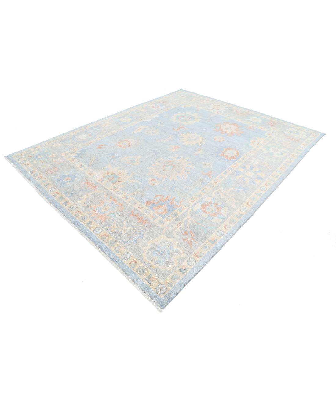 Hand Knotted Oushak Wool Rug - 7'11'' x 9'10'' 7' 11" X 9' 10" (241 X 300) / Blue / Grey
