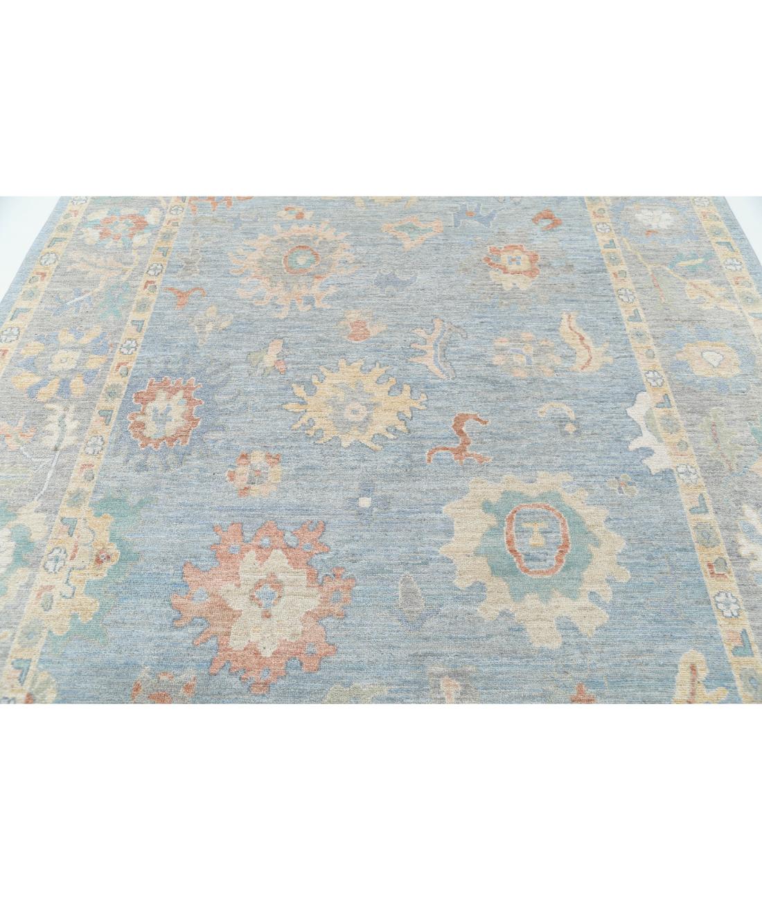 Hand Knotted Oushak Wool Rug - 7'11'' x 9'10'' 7' 11" X 9' 10" (241 X 300) / Blue / Grey