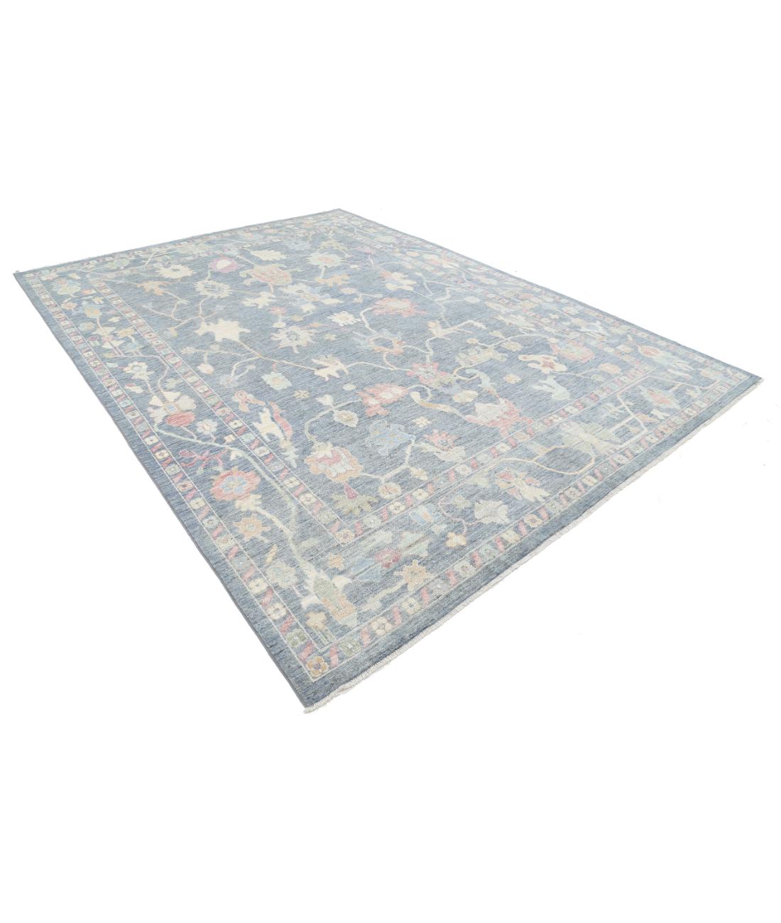 Hand Knotted Oushak Wool Rug - 8'9'' x 11'9'' 8' 9" X 11' 9" (267 X 358) / Grey / Pink