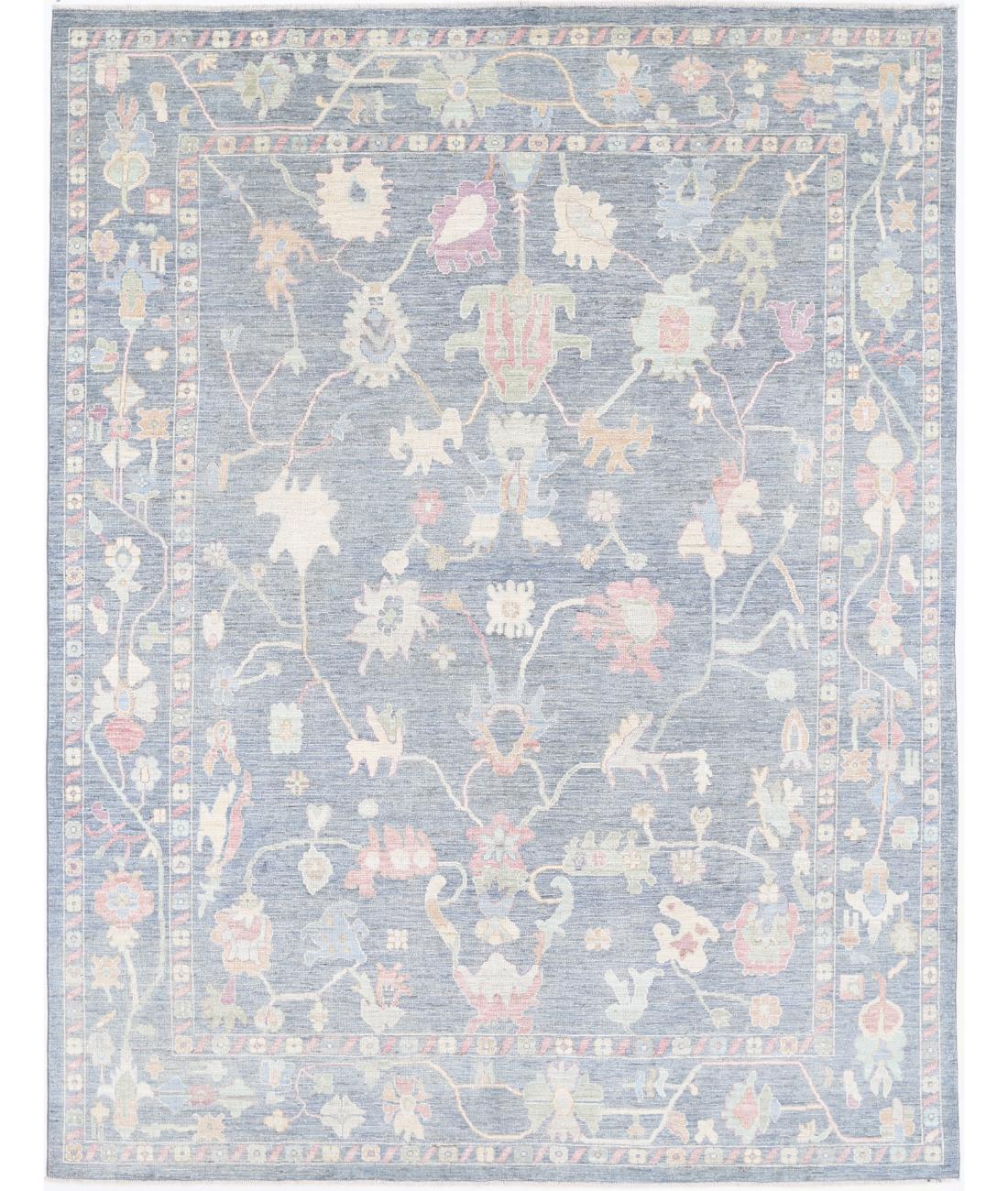 Hand Knotted Oushak Wool Rug - 8&#39;9&#39;&#39; x 11&#39;9&#39;&#39; 8&#39; 9&quot; X 11&#39; 9&quot; (267 X 358) / Grey / Pink