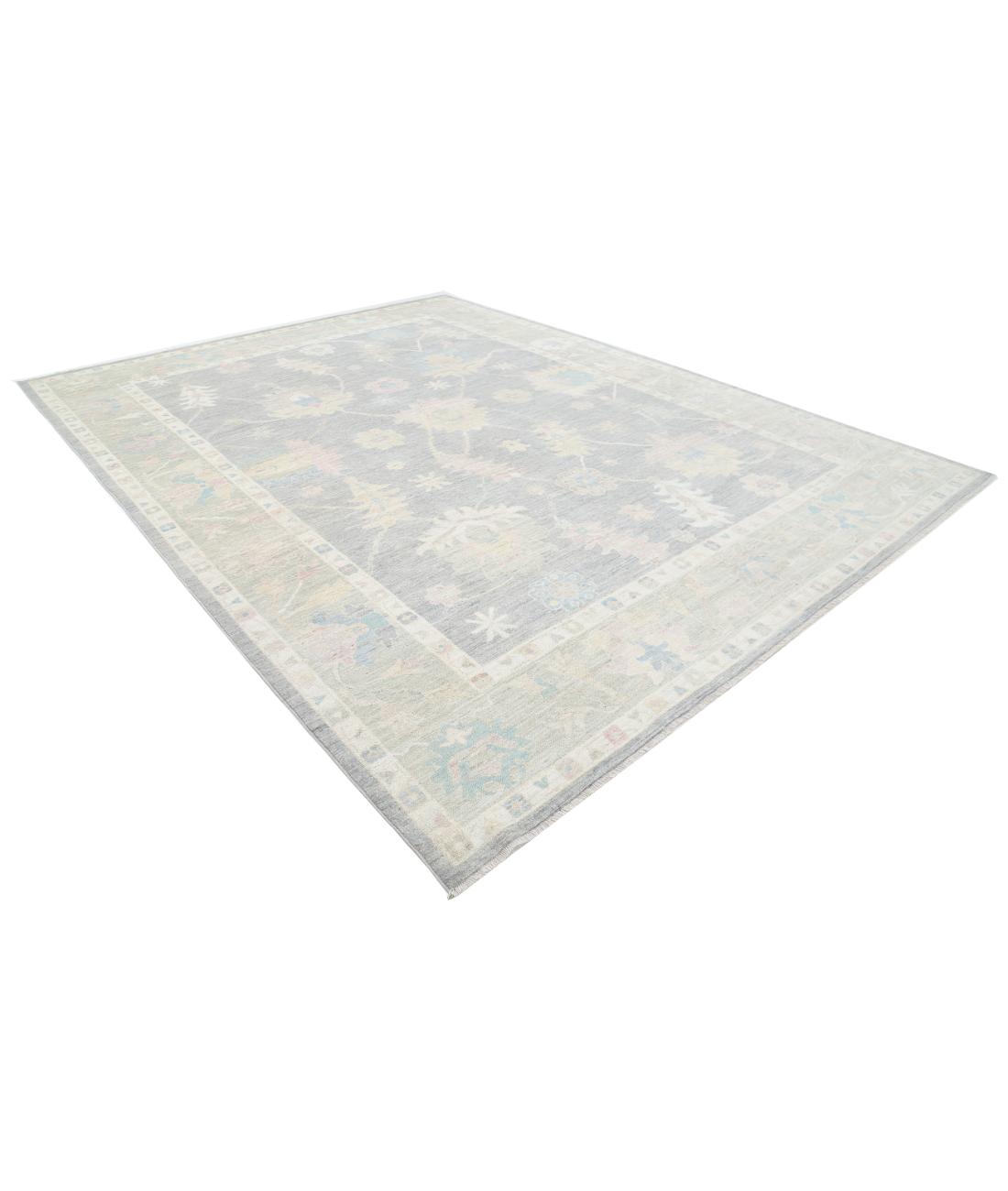 Hand Knotted Oushak Wool Rug - 10'6'' x 13'8'' 10' 6" X 13' 8" (320 X 417) / Grey / Green