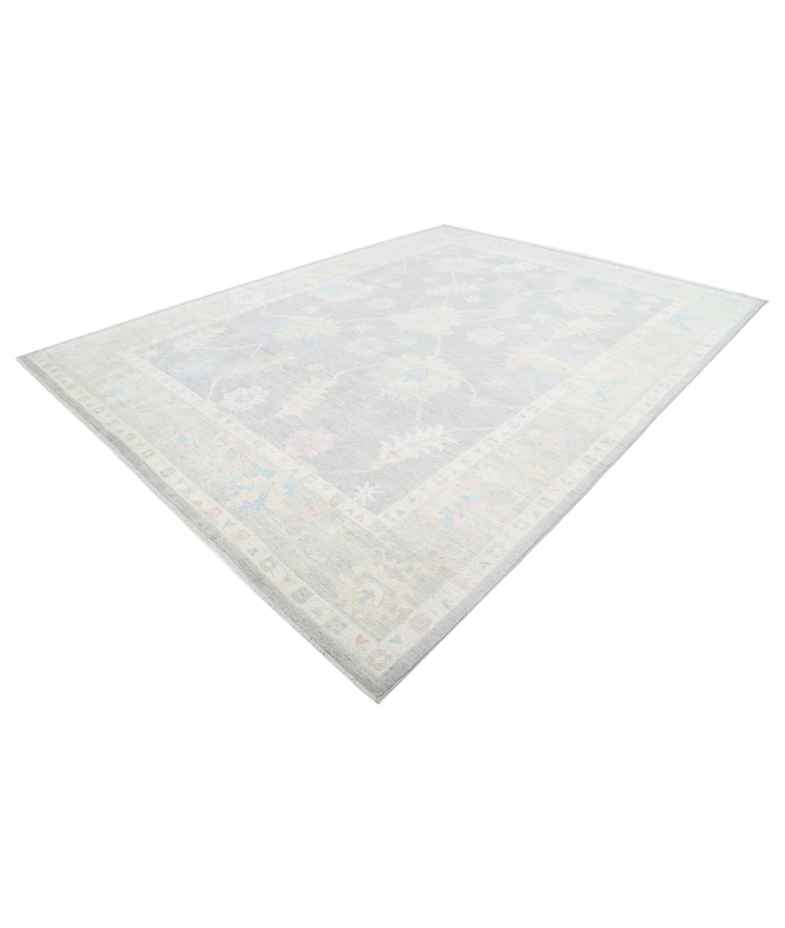 Hand Knotted Oushak Wool Rug - 10'6'' x 13'8'' 10' 6" X 13' 8" (320 X 417) / Grey / Green