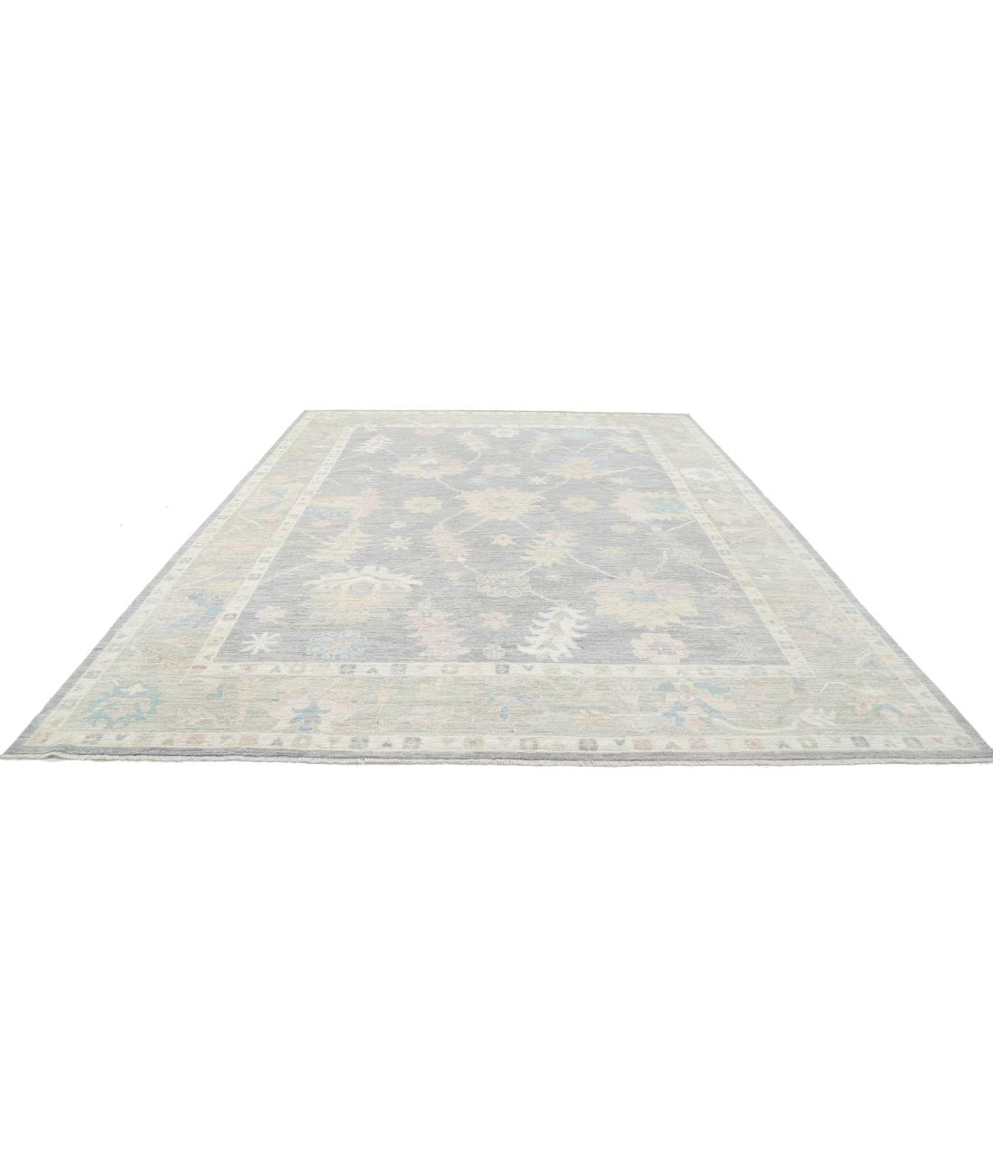 Hand Knotted Oushak Wool Rug - 10'6'' x 13'8'' 10' 6" X 13' 8" (320 X 417) / Grey / Green