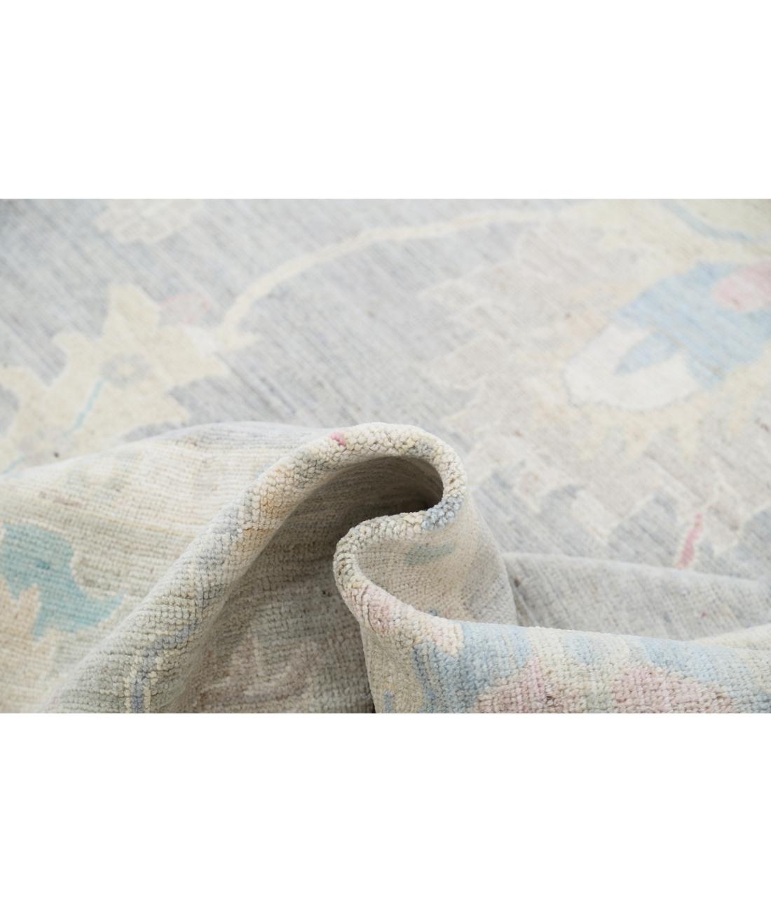 Hand Knotted Oushak Wool Rug - 10'6'' x 13'8'' 10' 6" X 13' 8" (320 X 417) / Grey / Green