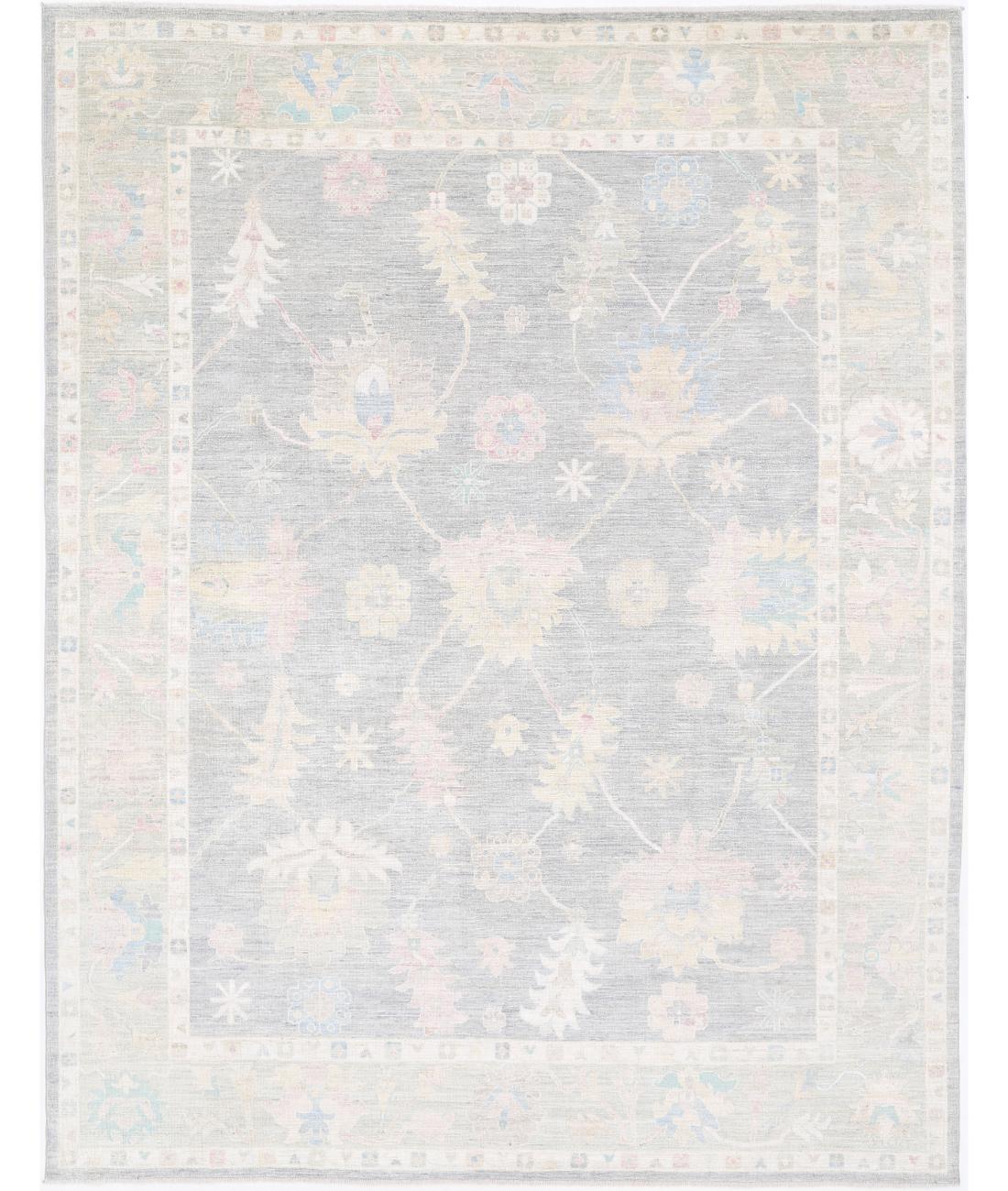 Hand Knotted Oushak Wool Rug - 10&#39;6&#39;&#39; x 13&#39;8&#39;&#39; 10&#39; 6&quot; X 13&#39; 8&quot; (320 X 417) / Grey / Green