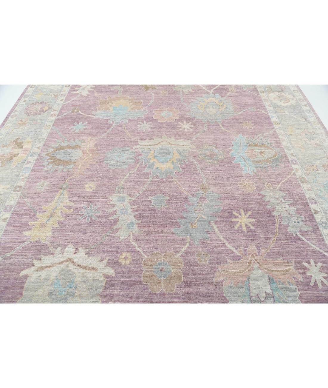Hand Knotted Oushak Wool Rug - 9'0'' x 12'4'' 9' 0" X 12' 4" (274 X 376) / Purple / Grey