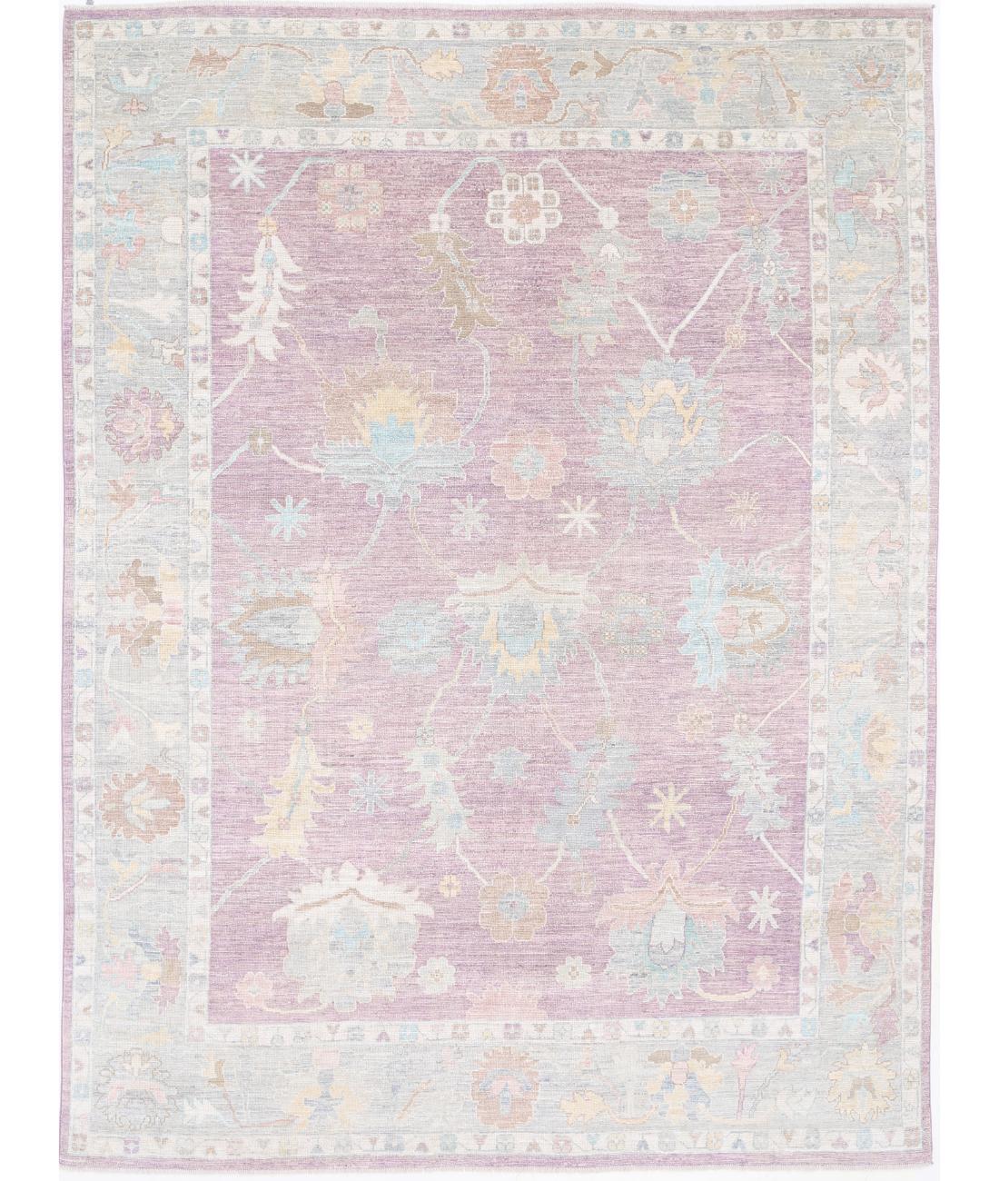 Hand Knotted Oushak Wool Rug - 9&#39;0&#39;&#39; x 12&#39;4&#39;&#39; 9&#39; 0&quot; X 12&#39; 4&quot; (274 X 376) / Purple / Grey
