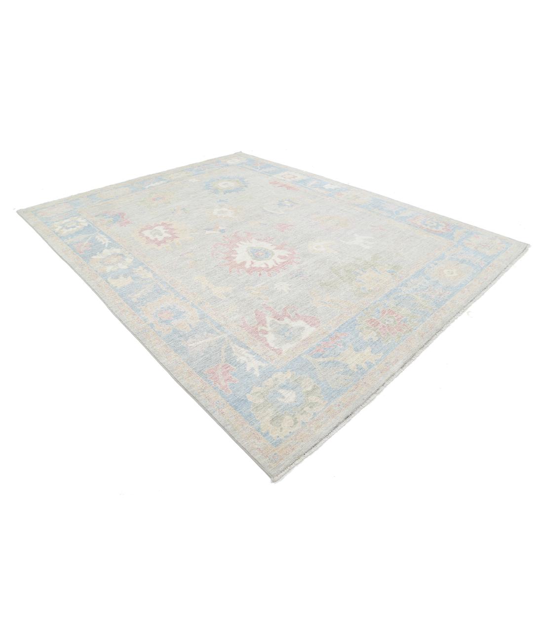 Hand Knotted Oushak Wool Rug - 9'0'' x 11'9'' 9' 0" X 11' 9" (274 X 358) / Grey / Blue
