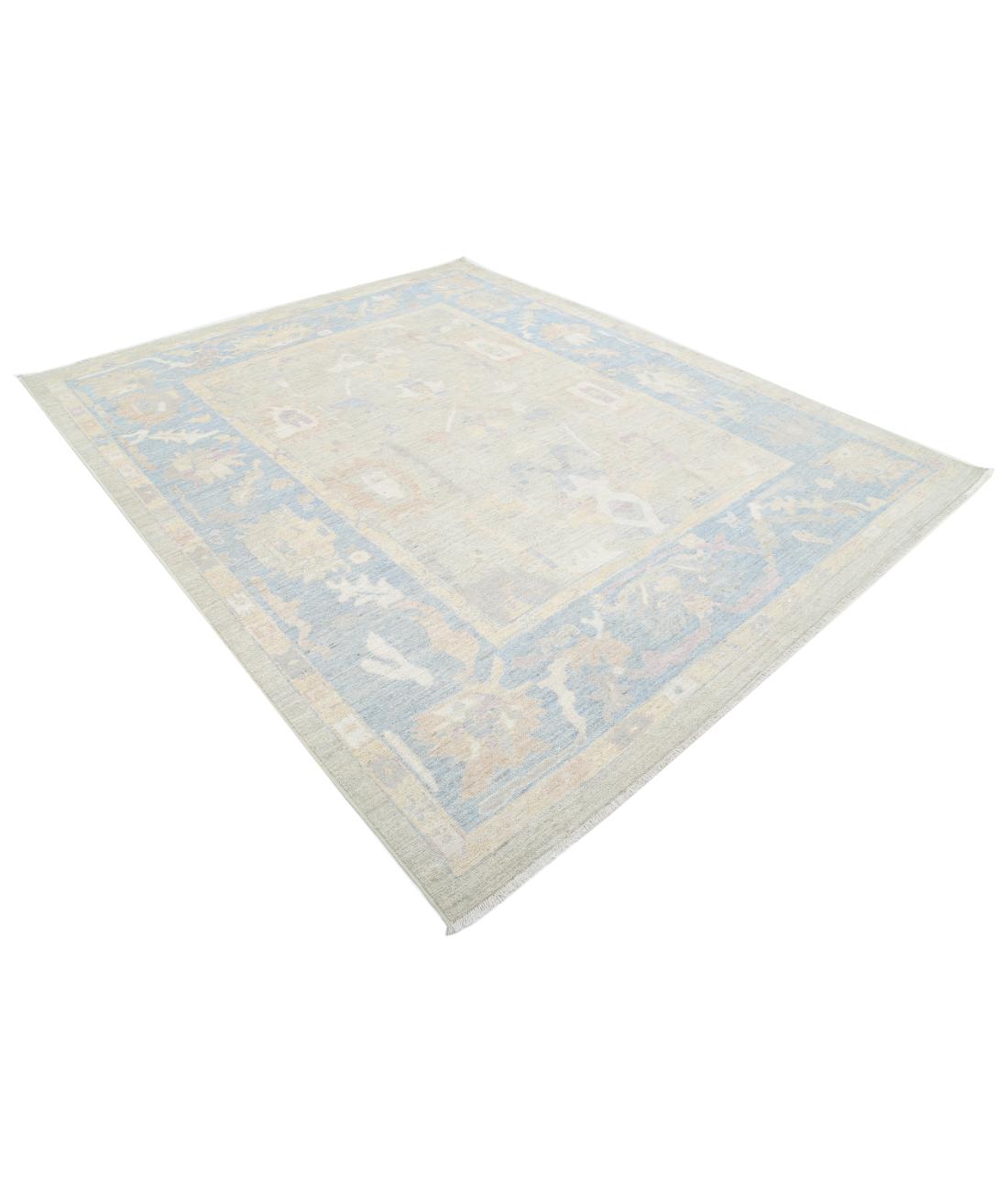 Hand Knotted Oushak Wool Rug - 8'0'' x 9'10'' 8' 0" X 9' 10" (244 X 300) / Green / Blue