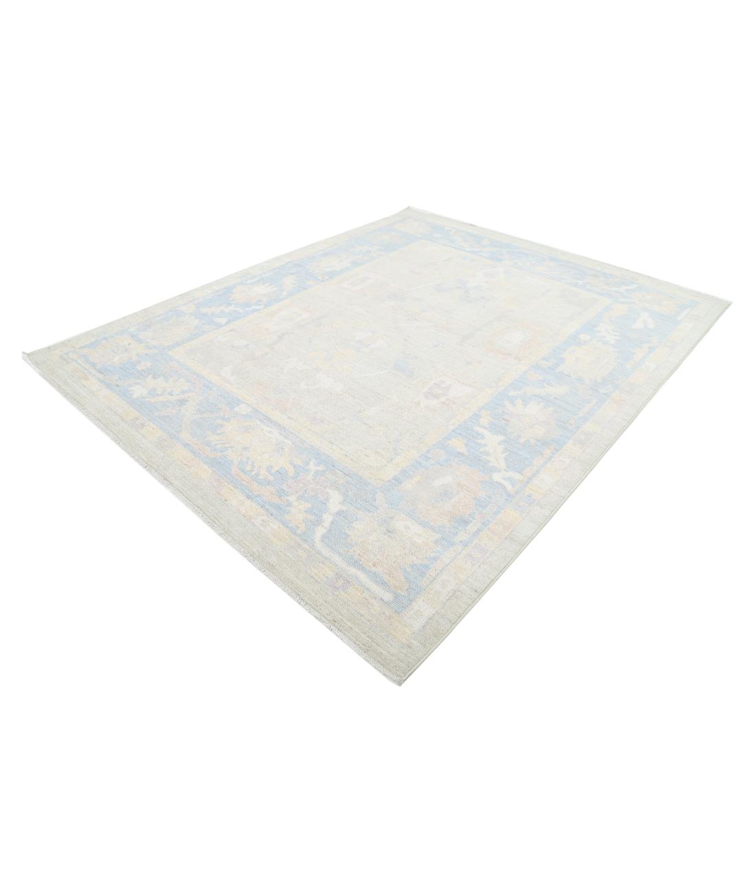 Hand Knotted Oushak Wool Rug - 8'0'' x 9'10'' 8' 0" X 9' 10" (244 X 300) / Green / Blue