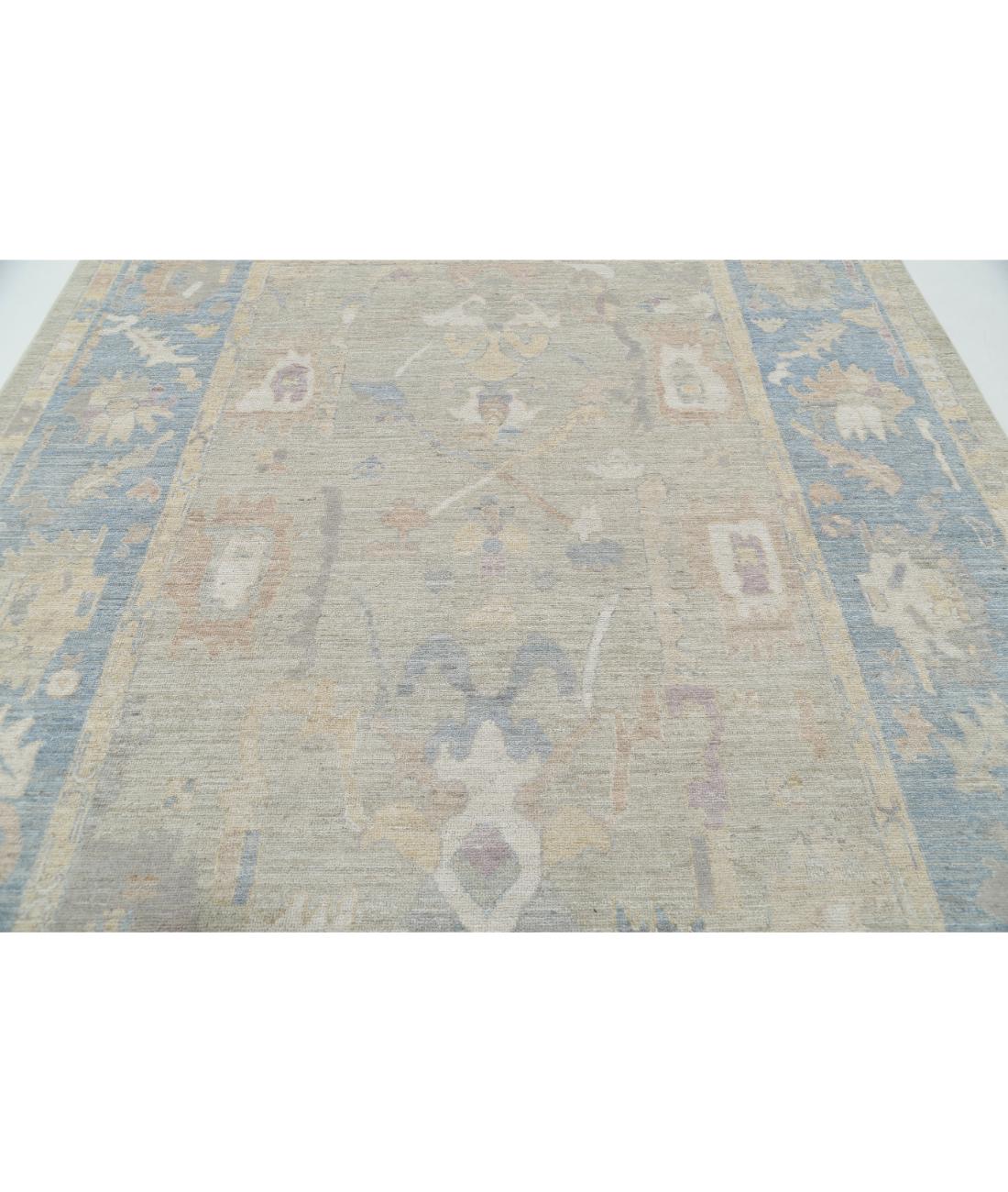 Hand Knotted Oushak Wool Rug - 8'0'' x 9'10'' 8' 0" X 9' 10" (244 X 300) / Green / Blue