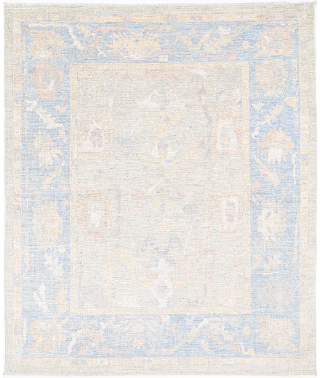 Hand Knotted Oushak Wool Rug - 8'0'' x 9'10''