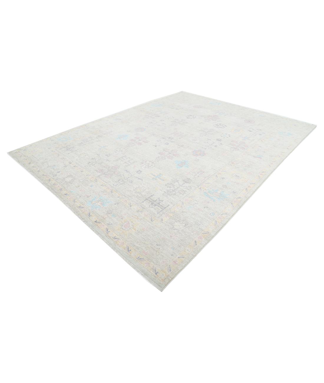 Hand Knotted Oushak Wool Rug - 9'1'' x 11'10'' 9' 1" X 11' 10" (277 X 361) / Silver / Grey