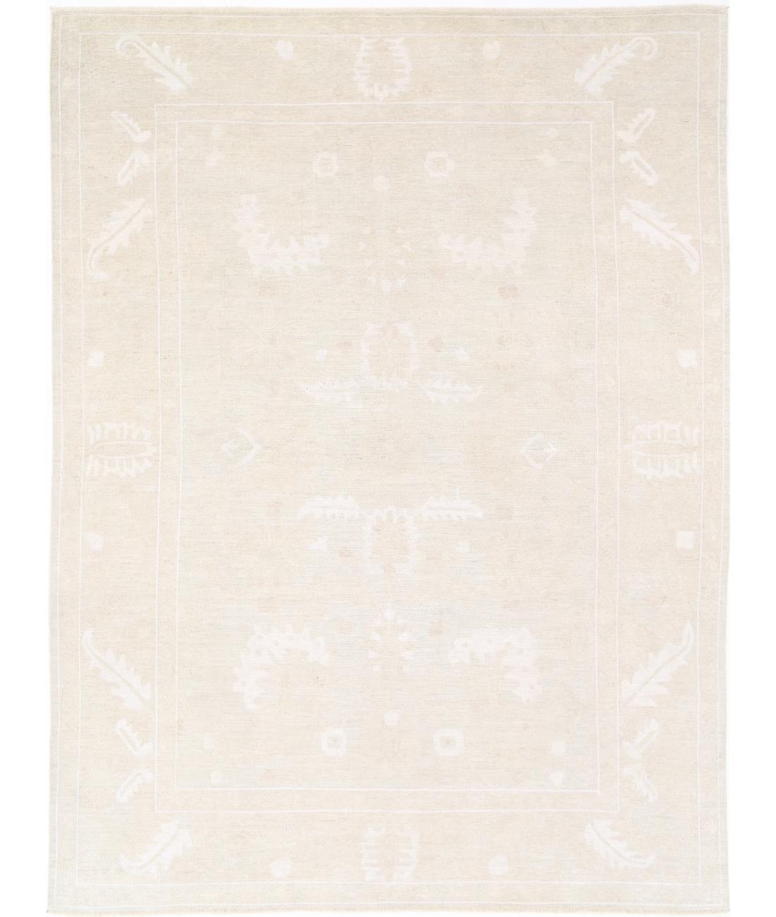Hand Knotted Oushak Wool Rug - 10&#39;2&#39;&#39; x 13&#39;8&#39;&#39; 10&#39; 2&quot; X 13&#39; 8&quot; (310 X 417) / Taupe / Ivory