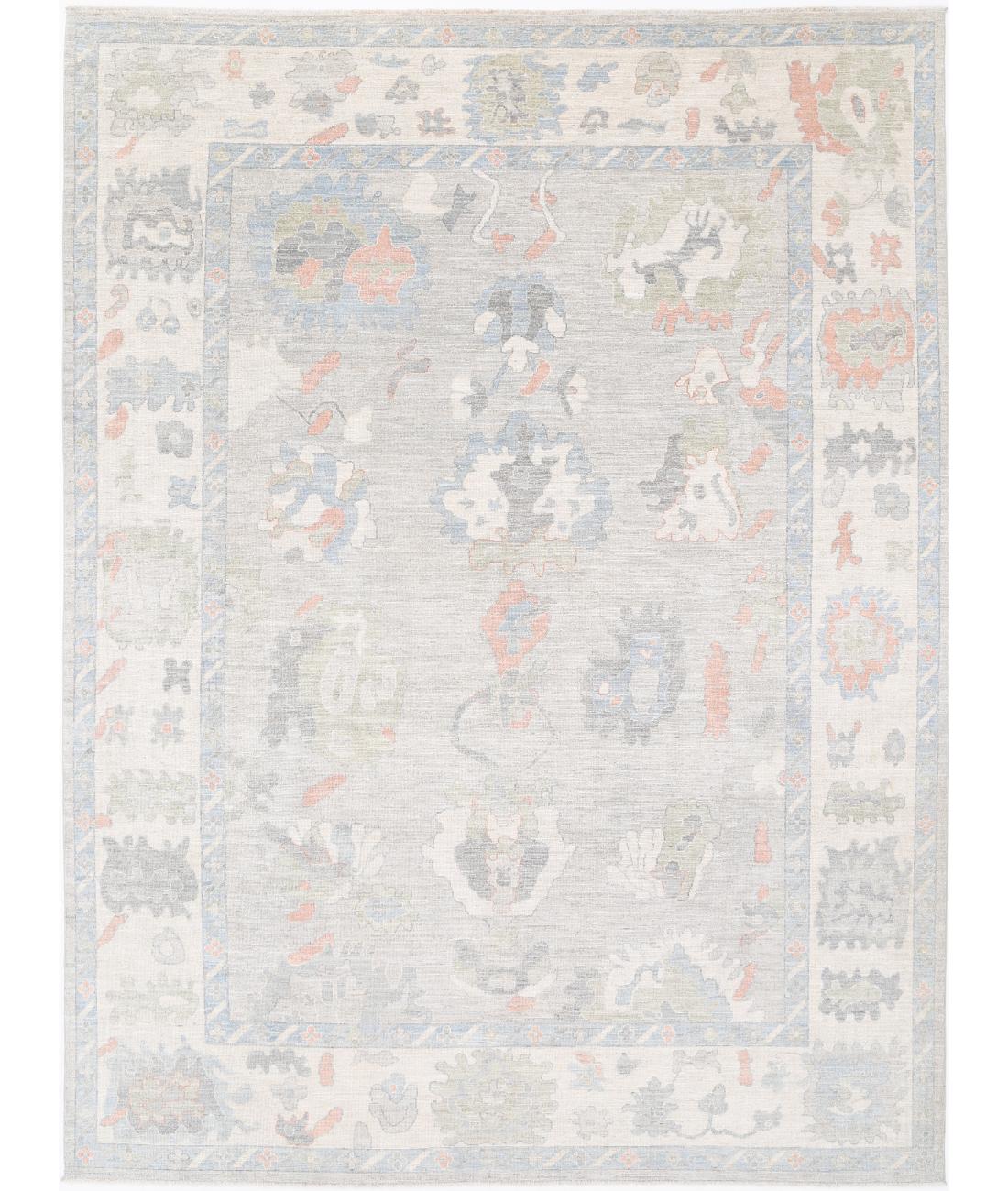 Hand Knotted Oushak Wool Rug - 10'1'' x 13'8''