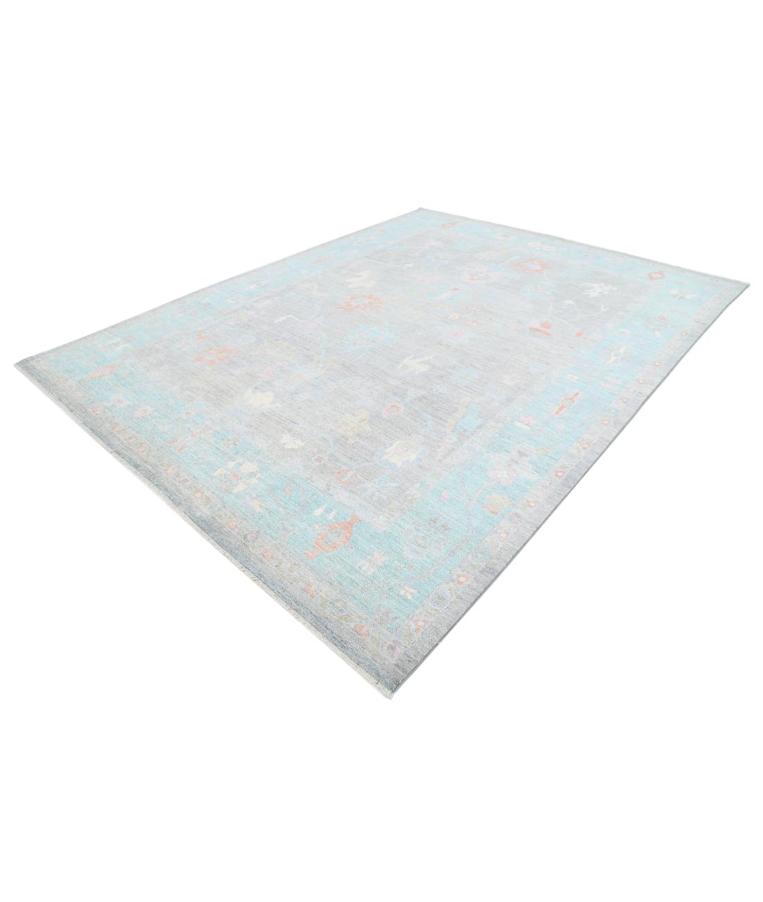 Hand Knotted Oushak Wool Rug - 9'1'' x 11'9'' 9' 1" X 11' 9" (277 X 358) / Grey / Green