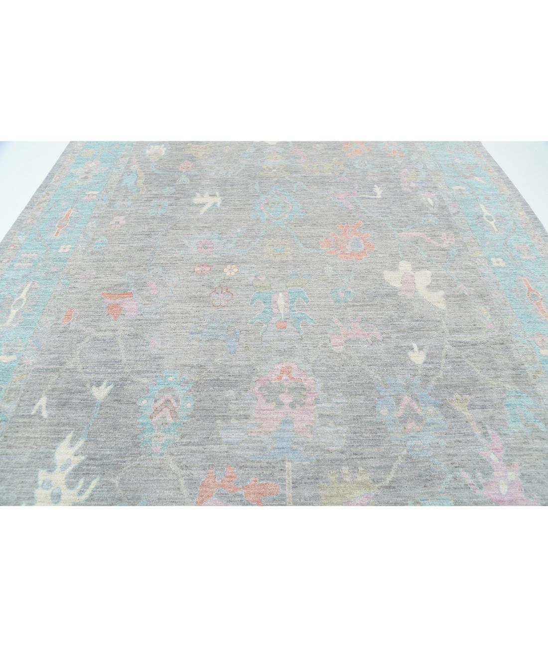 Hand Knotted Oushak Wool Rug - 9'1'' x 11'9'' 9' 1" X 11' 9" (277 X 358) / Grey / Green