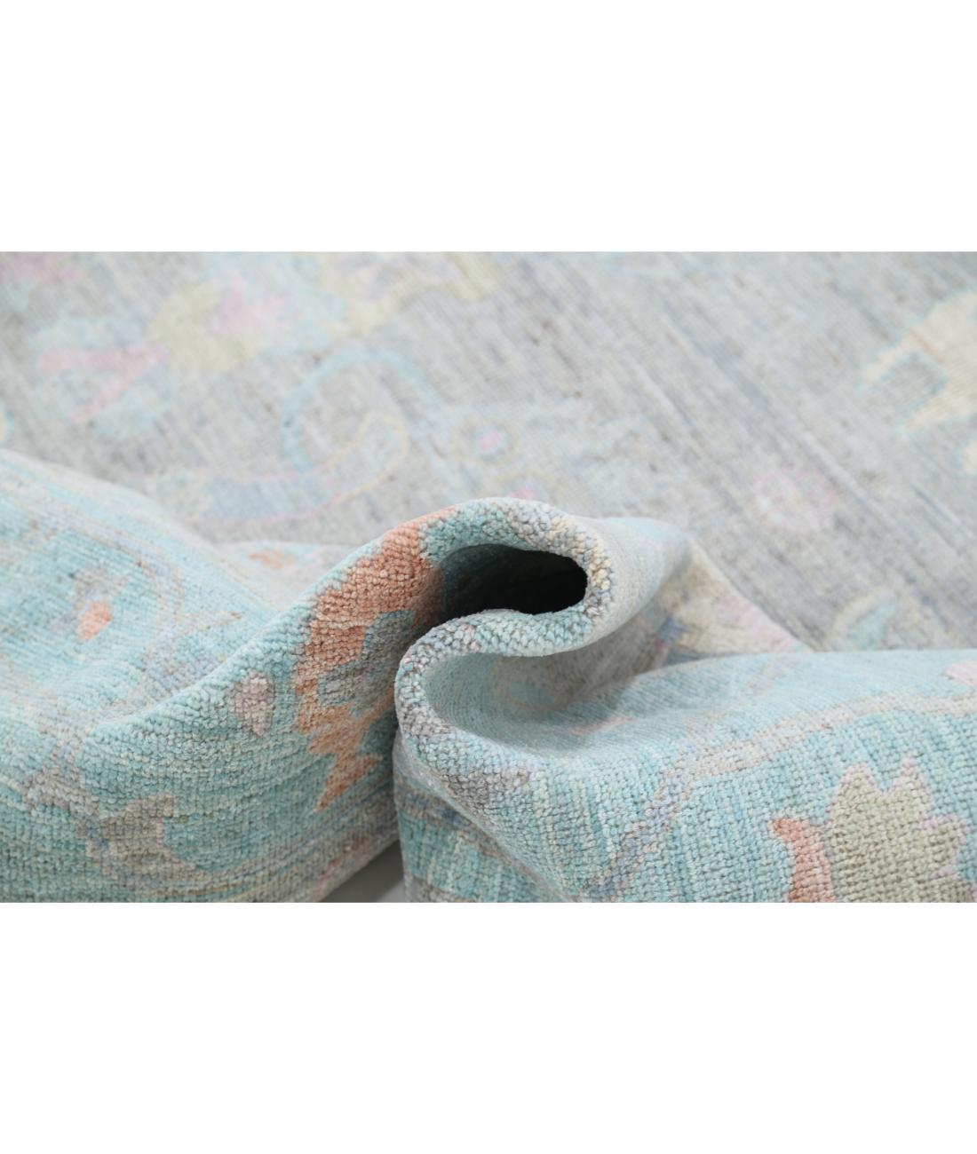 Hand Knotted Oushak Wool Rug - 9'1'' x 11'9'' 9' 1" X 11' 9" (277 X 358) / Grey / Green