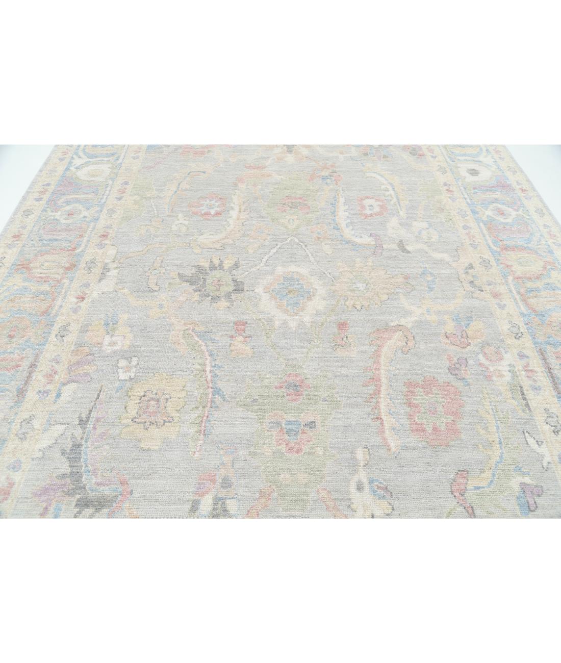 Hand Knotted Oushak Wool Rug - 8'6'' x 10'3'' 8' 6" X 10' 3" (259 X 312) / Grey / Blue