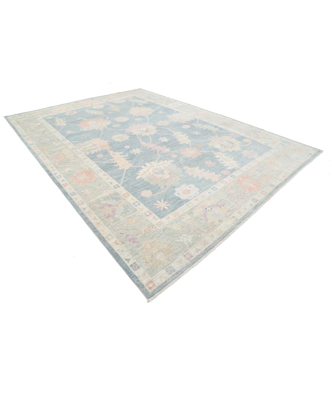 Hand Knotted Oushak Wool Rug - 10'0'' x 13'7'' 10' 0" X 13' 7" (305 X 414) / Grey / Green