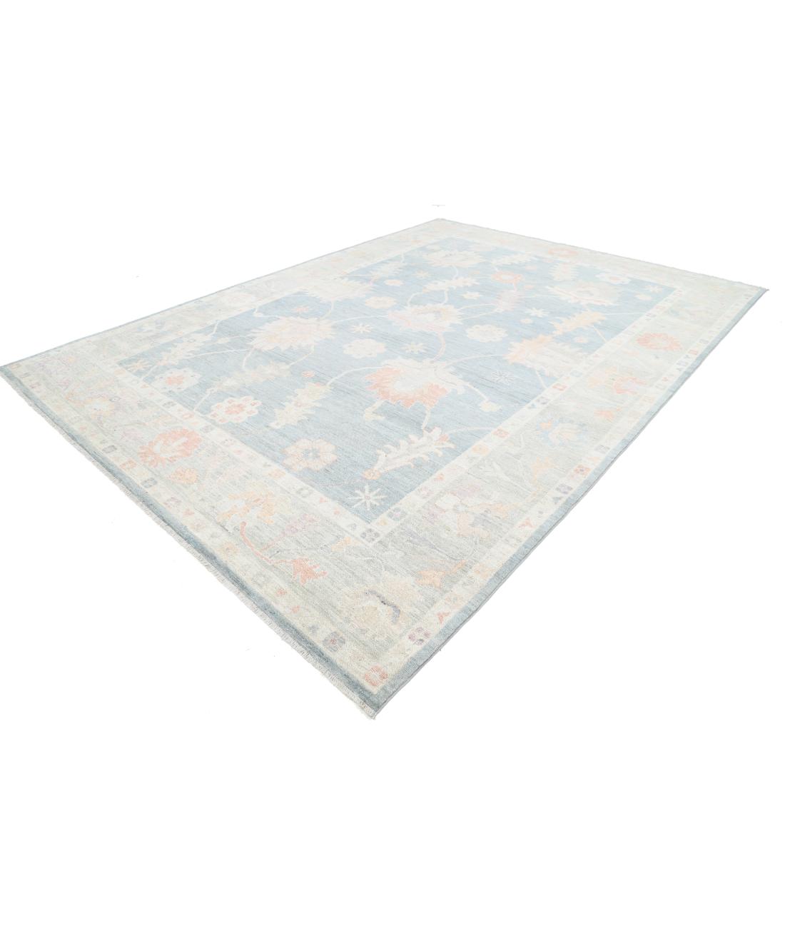 Hand Knotted Oushak Wool Rug - 10'0'' x 13'7'' 10' 0" X 13' 7" (305 X 414) / Grey / Green