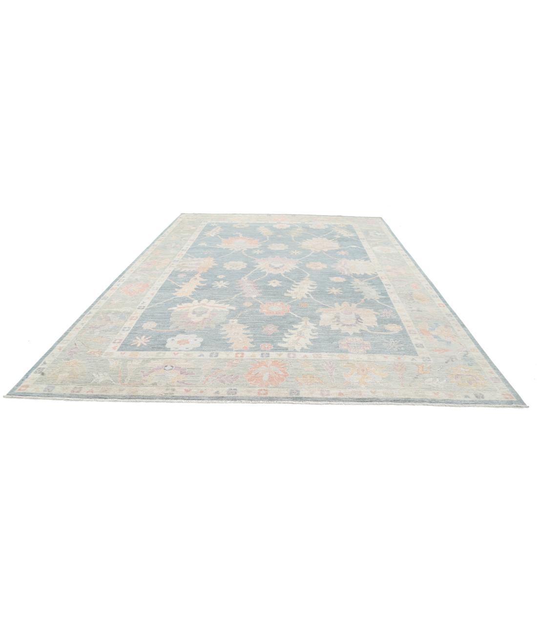 Hand Knotted Oushak Wool Rug - 10'0'' x 13'7'' 10' 0" X 13' 7" (305 X 414) / Grey / Green