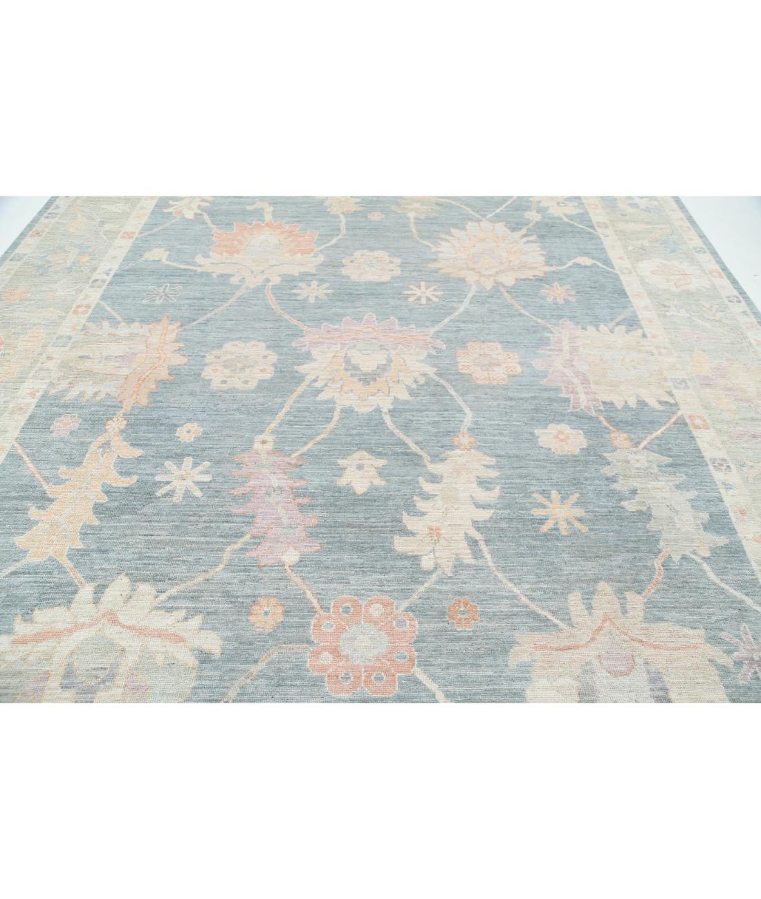 Hand Knotted Oushak Wool Rug - 10'0'' x 13'7'' 10' 0" X 13' 7" (305 X 414) / Grey / Green
