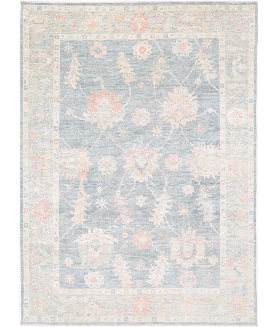 Hand Knotted Oushak Wool Rug - 10&#39;0&#39;&#39; x 13&#39;7&#39;&#39; 10&#39; 0&quot; X 13&#39; 7&quot; (305 X 414) / Grey / Green