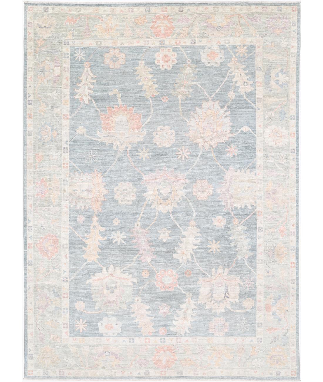Hand Knotted Oushak Wool Rug - 10'0'' x 13'7''